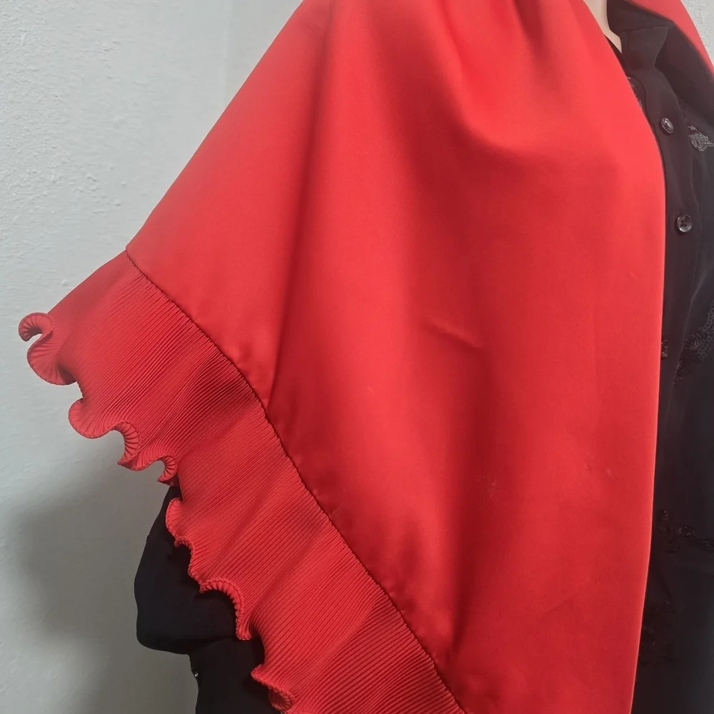 Saks Fifth Avenue Scarlet Red Scarf with Ruffled Edges